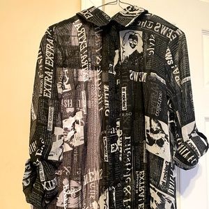 BNWT Newspaper print button down top